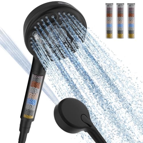 SunCleanse Filtered Shower Head with Handheld,9-Spray Setting High Pressure Detachable Shower Head with 4 Filters for Hard Water - Filter Chlorine, Improve Skin and Hair Texture(4 Filters, Chrome) - Image 1