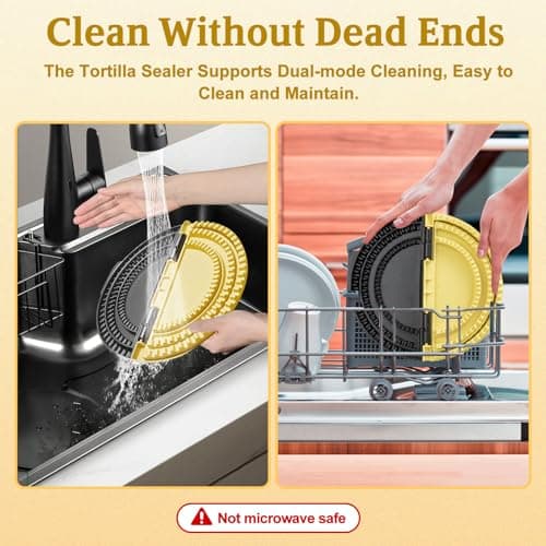 3-in-1 Tortilla Sealer - Adjustable Size For 6"-8-10" Crust,Detachable Tortilla Sealer Leak-proof Shark Tooth Design Dishwasher Safe, Suitable for Burritos,Dumplings,Pancakes (Yellow) - Thumbnail 6