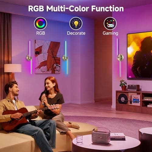 Battery Operated Wall Sconce Set of Two,Wireless Magnetic Wall Lights with Remote, 360°DIY Rotatable 5CCT Dimmable with Timer,RGB Cordless Wall Gold Sconces Decor for Vanity Bedroom Hallway 10000mAh - Thumbnail 6