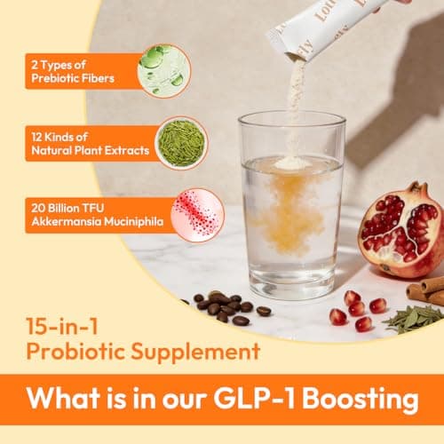 GLP-1 Supplement 15-in-1 Complex,GLP1 for Weight Loss GLP 1 Probiotic Powder for Control Appetite and Cravings,Appetite Suppressant,Metabolism Booster 30 Serving Packets - Thumbnail 2