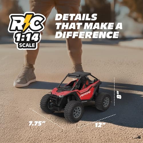 Motor Dayz Polaris RZR Remote Control UTV – 1:14 Scale 2WD RC Car, Officially Licensed Polaris RZR, Full-Function 2.4GHz Radio Control, USB Rechargeable, Ready to Run, Red - Thumbnail 4