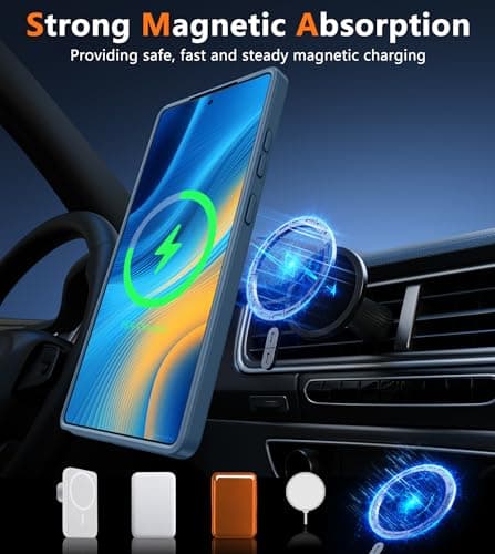 FNTCASE for Samsung Galaxy S25-Ultra Case: Magnetic Translucent Blue Cover - Thumbnail 3