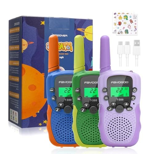 FAYOGOO Walkie Talkies for Kids Long Range 2 Miles, Rechargeable Kids Walkie Talkies 3 Pack with Flashlight, Toys Gifts for 3-12 Year Old Boys Girls, Christmas Birthday Gifts Ideas Present - Image 1
