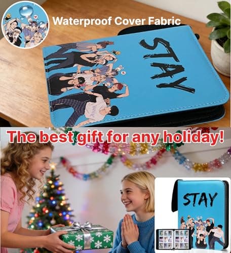 KEFEIKJ Cute Trading Photocard Binder, STAY Photo Album Cartoon Card Holder Book Storage 900 Cards with Sleeves for Lomo Cards Gift - Boys & Girls, idol Photo Protect (Blue, 9 Pockets) - Thumbnail 5