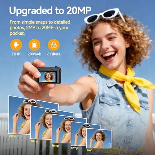 HOTU Mini Keychain Camera, 2K 20 MP Mini Digital Camera with 16G Card Travel and Vlog, Long Battery Life, Photo Video Camera Compact and Portable for Kids, Teens, Brown - Thumbnail 3