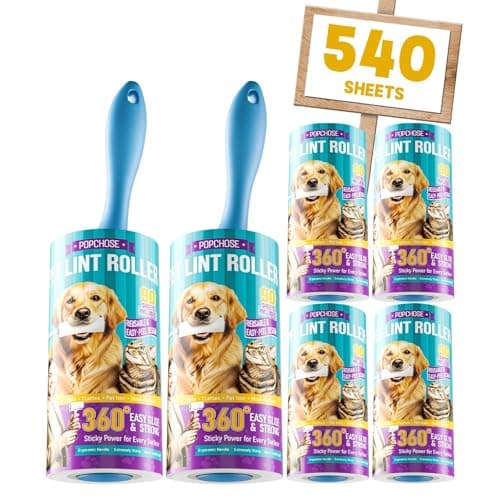 POPCHOSE Lint Rollers for Pet Hair Extra Sticky, 540 Sheet Extra Sticky Lint Rollers for Pet Hair,2 Handles & 6 Sticky Rolls,Dog Cat Hair Remover for Clothes,Furniture,Couch,Lint Roller for Clothes - Image 1