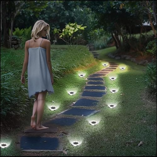 INCX Solar Ground Lights,16 Pack Solar Lights Outdoor Waterproof, Solar Garden Lights Landscape Lighting for Patio Pathway Lawn Yard Deck Driveway Walkway, Cold White - Thumbnail 4