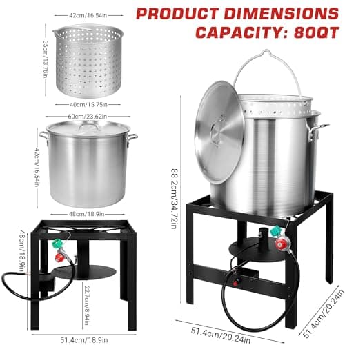 RYHOFOUD Seafood Boil Kit for Crawfish Boil Party, Featuring a Propane Burner, Propane Regulator, and a 100QT Pot with Basket, Built for Heavy-Duty Outdoor Use - Thumbnail 2