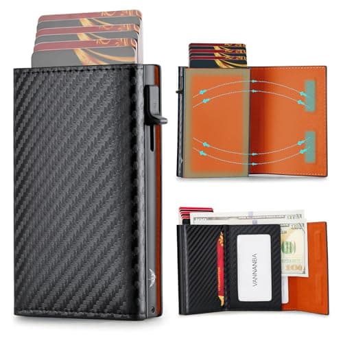 VANNANBA Mens Wallet Card Holder, Pop Up Aluminum Case Smart Wallet for Men RFID Blocking Trifold Slim Magnetic Closure, 9-13 Card Capacity | ID Window | Cash Slot - Image 1
