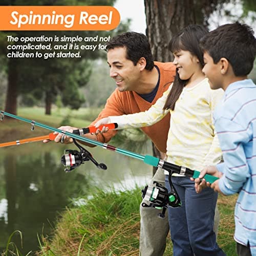 2PCS Fishing Rod Reel Combo 5.9FT Telescopic Fishing Pole Spinning Reel with Baits Hooks Storage Bag Compact Collapsible Fishing Pole Starter Kit for Kids Youth Adults Travel Fishing Gear - Thumbnail 5