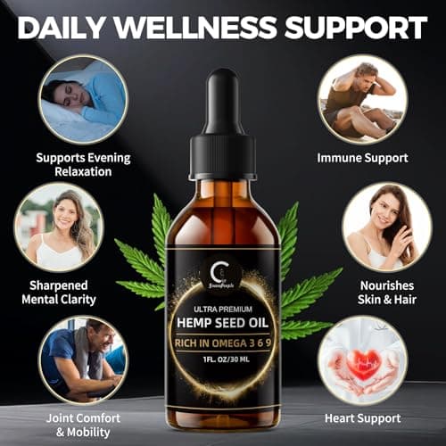 GPGP GreenPeople 3 Packs Natural Hemp Seed Oil Liquid Drop, Immune System Support, Support Focus and Energy, and Support Nighttime Activities, Pure Extract, Rich in Omega 3&6&9 Fatty Acids - Thumbnail 2