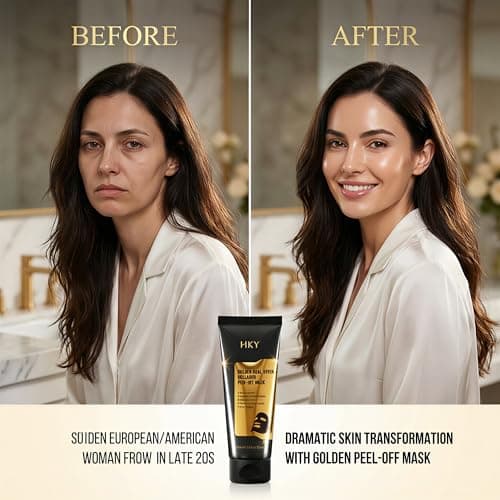 HKY Gold Dual-Anti Collagen Peel Off Face Mask, 7x Hyaluronic Acid Wrapping Mask with PDRN & Pro-Xylane, Anti-Aging Firming & Brightening Overnight Mask for Women Men, Korean Glass Skin Care, (80ml) - Thumbnail 6