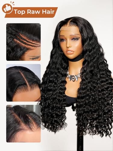 Peerless 28 Inch 13x6 Deep Wave Full Lace Front Wigs Human Hair 200% Density HD Frontal Wigs for Black Women No Synthetic Blend Pre Plucked Glueless Curly Human Hair Wig Natural Color - Thumbnail 4