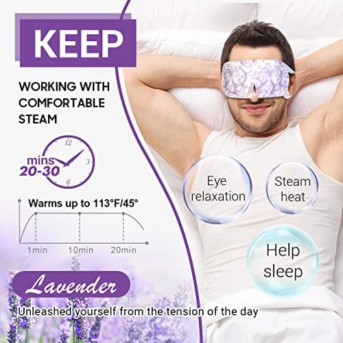 16 Packs Steam Eye Masks for Dry Eyes, Lavender Heated Eye Mask, Relief Tired Eyes & Dark Circle, Warm Compress for Puffiness, Disposable Travel Essentials & Relaxation Set for Women, Christmas - Thumbnail 3