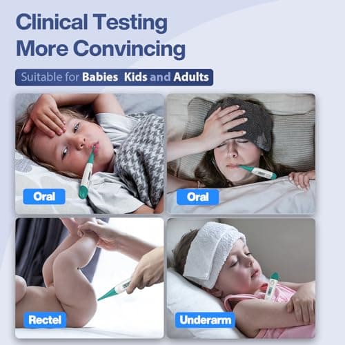 Boncare 10 Seconds Digital Thermometer for Adults and Kids - Accurate & Safe Rectal Thermometer for Baby with Fever Alarm, Oral Thermometer (Clear Blue) - Thumbnail 4