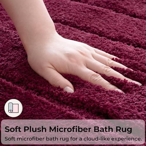 GRANNY SAYS Bathroom Rugs Non Slip, 24"x 36", Bath Rugs for Bathroom Washable, Bath Mats for Floor, Microfiber Bath Mat for Tub, Absorbent Bath Rugs for Shower Room, Strawberry Red - Thumbnail 3