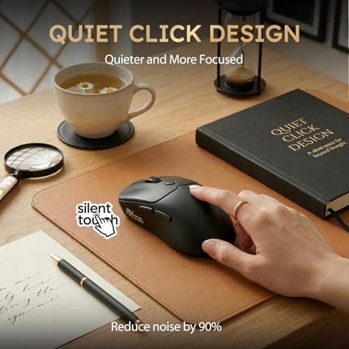 RK ROYAL KLUDGE MO1 Wireless Mouse, 55g Ultra-Lightweight Computer Mice, 6 Programmable Buttons, Quiet Click, 2.4GHz/Bluetooth/Wired, 6000 DPI Optical Sensor, Black - Thumbnail 3