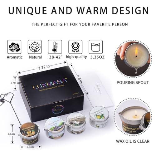 Massage Candle Home SPA 4 Pack Scented Soybean Low Temp Gift Set 13.4oz - Thumbnail 3