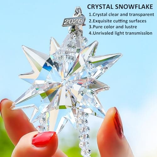 2026 Annual Christmas Ornaments Crystal Snowflake Star, Sparkly Crystal Ornament for Christmas Tree, Beautiful Ornaments for Women Girls - Thumbnail 5