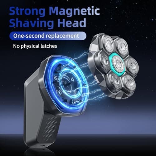 kensen 7D Head Shavers for Bald Men - Dual Speed Bald Head Shavers with LED Display, Electric Razor for Men IPX6 Waterproof Wet/Dry Shaving Head Razor Magnetic Head Balding Clippers for Men Black - Thumbnail 4