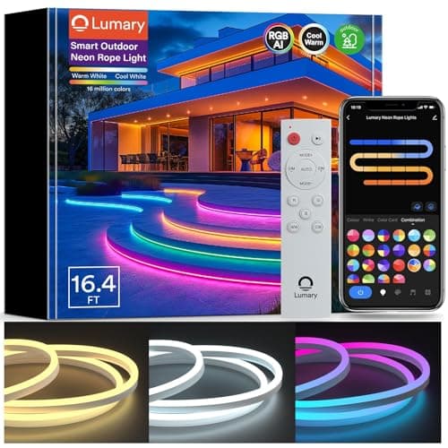 Lumary Smart Neon Rope Light for Outside, RGBAICW Flexible Color Changing Rope Light Waterproof IP65 for Pathway, DIY Scene Mode, RGB&Warm White&Cool White Work with Alexa Google Assistant, 16.4Ft - Image 1