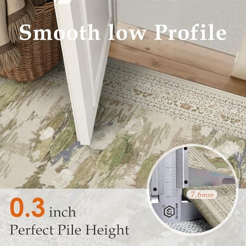 PureCozy Beige Area Rug 8x10 Washable Vintage Floral Carpet for Living Room Soft Low Pile Non Slip Indoor Large Area Rug Retro Distressed Throw Rug for Office Nursery Bedroom Dining Room - Thumbnail 5