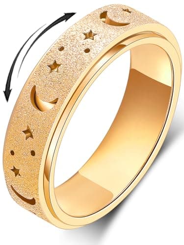 MHWTTY Anxiety Ring for Women Fidget Ring Stainless Steel Spinner Toys Rings Fidget Rings Gift for Women Men Gold Size 10