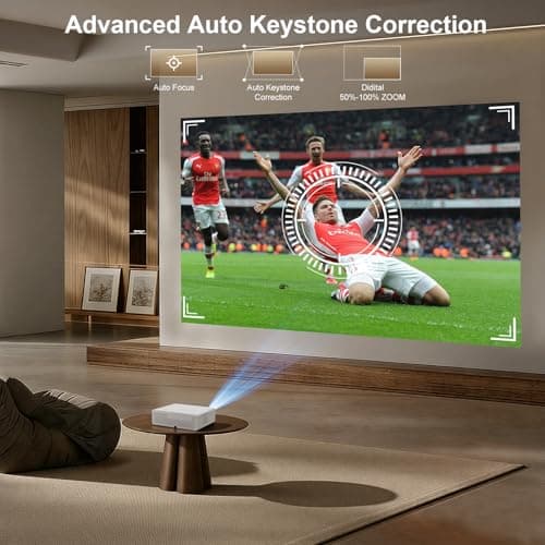 XENPONAD 4K Smart Projector, Native 1080P Full HD Projector with Google TV 1000 ANSI Lumens Auto Focus Keystone Correction WiFi Bluetooth Portable Home Theater Projector for Outdoor Bedroom Movie - Thumbnail 6
