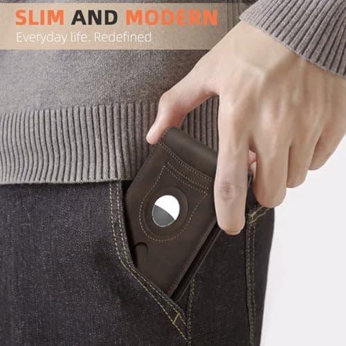 RUNBOX AirTag-Wallet-Mens-Slim-RFID Blocking Wallets Leather with Bill Compartment Air Tag Bifold Card Holder Wallet Gifts for Men Dad - Thumbnail 4