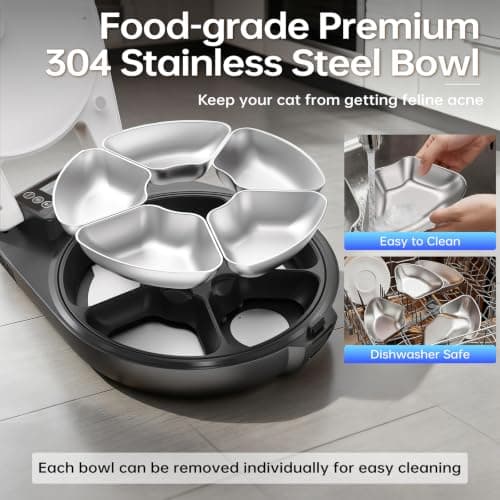 RESPURR Automatic Wet Food Cat Feeder, 3 Days 5 Freshness Meals Refrigerated Auto Cat Feeder, Semiconductor Cooling & Heating with 304 Stainless Steel Bowl, Programmable Timer Cat Food Dispenser - Thumbnail 5