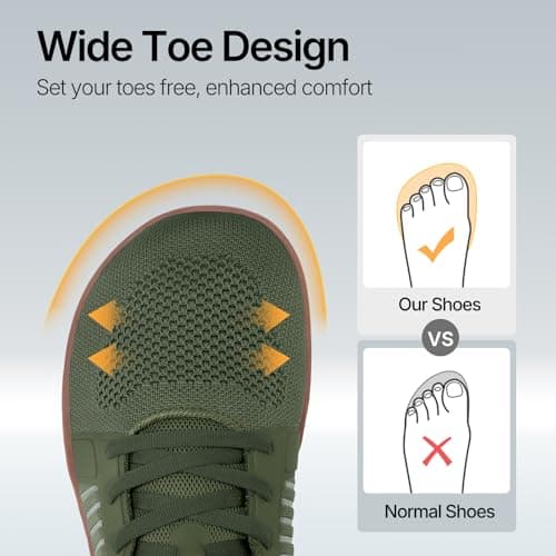 ATHMILE Men's Barefoot Shoes Wide Toe Box Trail Running Walking Shoes Zero-Drop Sole Lightweight Grounding Minimalist Sneakers Athletic Training Lifting Shoes for Gym Hiking Workout Cycling - Thumbnail 3