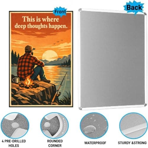 This Is Where Deep Thoughts Happen Metal Tin Sign Rustic Outdoor Camping Wall Decor Fishing Lake Sunset Artwork Funny Bathroom Toilet Quote Plaque Vintage Cabin Lodge Home Bar 8x12 Inch - Thumbnail 5