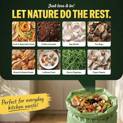 GreeneWrap 13 Gallon Compostable Trash Bags with Drawstring, 30 Count, 1 Mil, Tall Kitchen Food Scrap Compost Bags, BPI Certified, ASTM D6400, Compostable Garbage Bags, Unscented, 13 Gal - Thumbnail 3