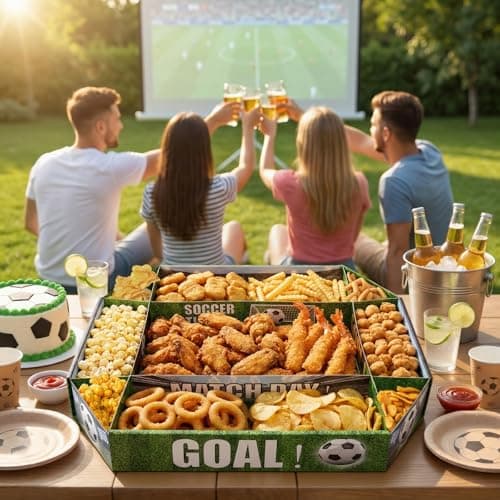 Soccer Food Serving Tray Soccer Party Supplies Decorations Kits 24.6"×15.7" Large Sport Snack Plates Stadium Charcuterie Box 2026 Soccer Event Party Sport Birthday Celebration Table Centerpiece Favor - Thumbnail 2