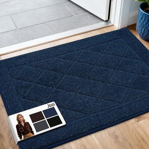 JSEI Dirt Trapper Door Mat 24"x36", Non-Slip Washable Entryway Mats, Dog Door Mat, Stain Resistant and Absorbent Floor Mats, Low Profile Welcome Mat for Front Back Door, Navy Blue - Image 1