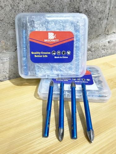 Masonry Drill Bit BRSCHNITT 1/4"*10pcs Carbide Tips Concrete Drill Bit Set for Pots Bottles Ceramic Tile Glass Brick Ceramic Triangle Shank - Thumbnail 6