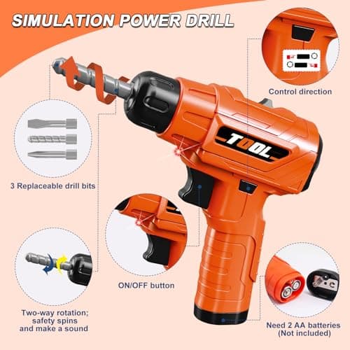 Kids Tool Bench - Toy Workbench with Storage Box,4 in 1 Kids Tool Set with Electric Drill Toy Tool Accessories 90pcs Pretend Play Construction Toy Educational Gift for Kids 3-5,4-8 - Thumbnail 4
