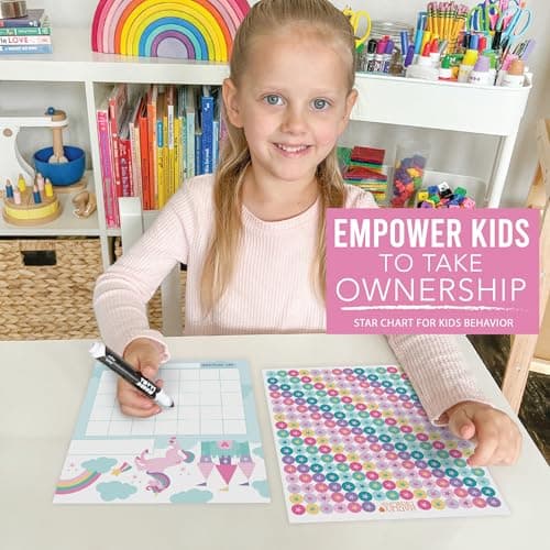 Sticker Chart for Kids Behavior at Home & Classroom - 25 Reward Chart for Kids Incentives, Gold Star Sticker Sheets, Unicorn Incentive Charts for Classroom Must Haves - Thumbnail 5