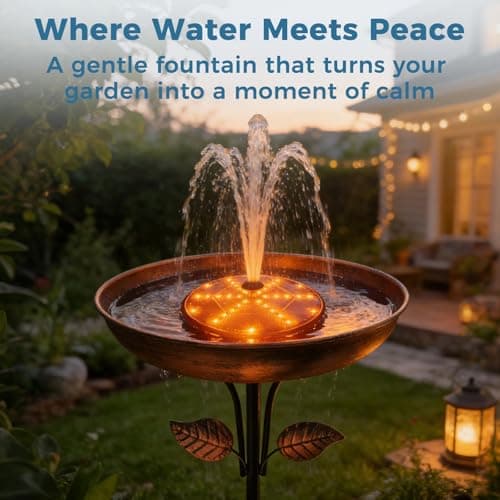 Paxverra Solar Fountain for Bird Bath with Colorful LED Lights, Floating Solar Fountain, 3W Solar Powered Water Fountain Pump with Strong Spray & 5 Nozzles for Garden, Pond, Pool, 36 LED Lights - Thumbnail 6