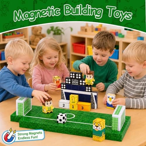 Vodolo 2026 World Cup Gift,142PCS Mini Magnetic Building Blocks with Light Up Blocks for Kids Adult - Thumbnail 6