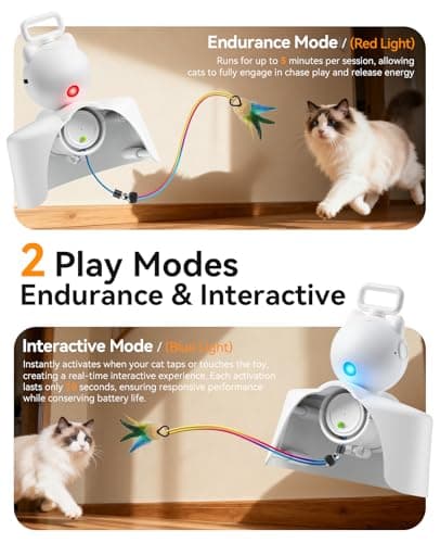 ROJECO Interactive Cat Toys for Indoor Cats, Automatic Door Hanging Cat Toy with Retractable Feather & Mouse, 2 Sleep Modes USB-C Rechargeable, Engaging Cat Toys for Bored Kittens & Adult Cats - Thumbnail 4