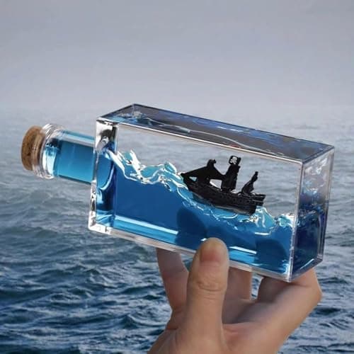 Cruise Ship Fluid Drift Bottle, Unsinkable Boat in a Box, Titanic Cruise Ship Model Liquid Wave Cruise Ship Decoration, Cruise Ship That No Longer Sinks Toy, for Car Display Cases and Gifts (Black-e)