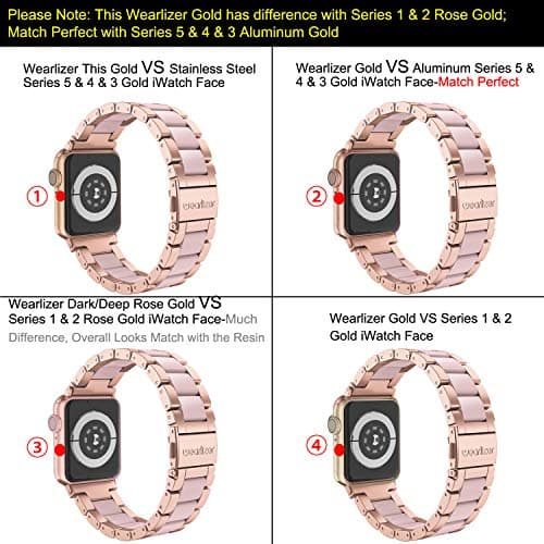 Wearlizer Compatible with Apple Watch Bands 38/40/41/42mm Women Wristband Stainless Steel & Pink Resin Stylish Metal Sleek Bracelet for iWatch Series 11 10 9 8 7 6 5 4 3 SE/Ultra 3 2 1 - Thumbnail 4