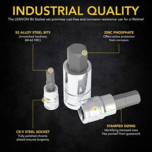 LEXIVON Master HEX Bit Socket Set, Premium S2 Alloy Steel | Complete 32-Piece, SAE and Metric Set | Enhanced Storage Case (LX-144) - Thumbnail 4