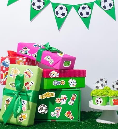 HSHFAMIIY Soccer Stickers - Soccer Party Favors - World Cup Football Stickers, Vinyl Waterproof Sports Stickers Soccer Goodie Bags Stuff Scrapbook Gifts for Boys Girls - Thumbnail 5