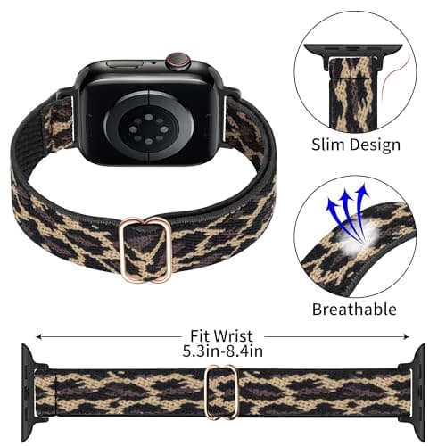 6 Pack Slim Stretchy Bands Compatible with Apple Watch Band 40mm 41mm 42mm 38mm 44mm 45mm 46mm 49mm Women Men, Soft Fashion Nylon Braided Elastic Strap for iWatch Series 11 10 SE 9 8 7 6 5 4 3 2 1 Ultra 2 (6p01, 38MM/40MM/41MM/42MM(Series 11 10)) - Thumbnail 3