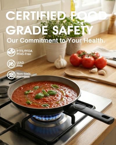 UFIRE 8 Inch Nonstick Frying Pan Skillet, Ceramic Frying Pan, Non Toxic Healthy Ceramic Coating, Suitable for All Stovetops, PTFE PFOA PFOS Free, Black - Thumbnail 4