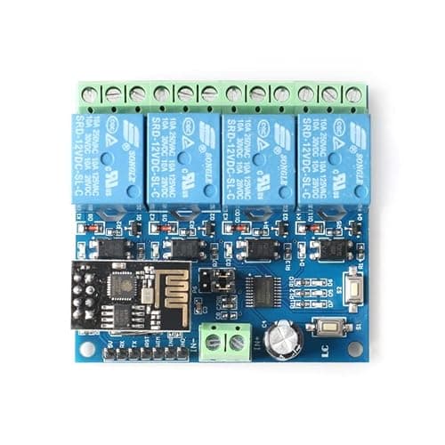 JESSINIE ESP8266 ESP-01 4 Channel 12V WiFi Relay Module 12V IOT Wireless Smart Home Device WiFi Relay Internet of Things ESP-01 Module Board For Phone APP Remote Control - Thumbnail 3