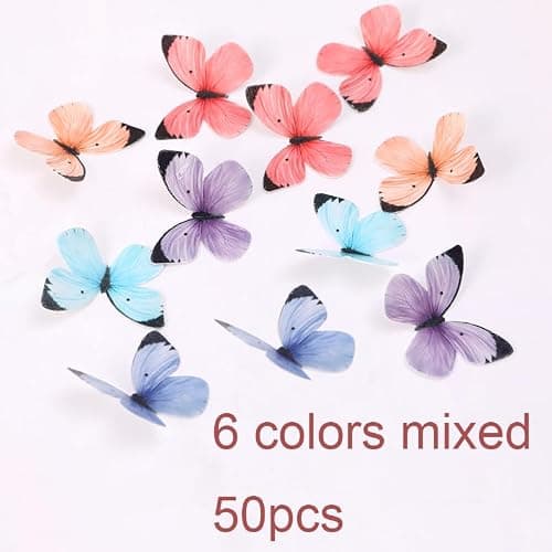 50Pcs Edible Butterflies for Cake Decorating Small Pastel Colorful Butterfly Cake and Cupcake Toppers Wafer Paper butterfly Decorations for Wedding Baby shower Birthday Cake Topper (Mixed Colors) - Thumbnail 3