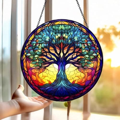 Tree of Life Suncatcher Stained Glass Window Hanging - Thumbnail 4